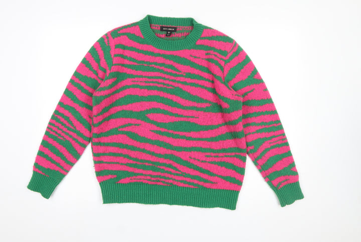 QED London Women's Multicoloured Animal Print Knit Jumper Size S