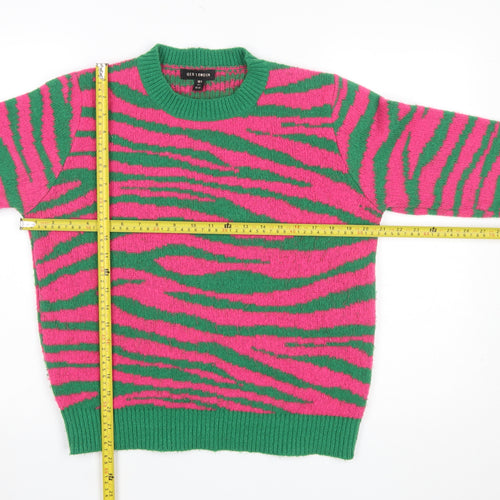 QED London Women's Multicoloured Animal Print Knit Jumper Size S