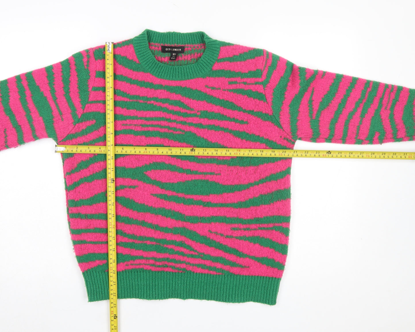 QED London Women's Multicoloured Animal Print Knit Jumper Size S
