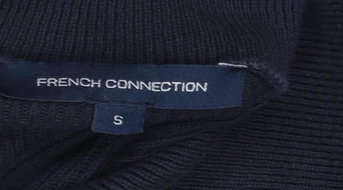 French Connection Women's Black High Neck Zip Cotton Jumper Size S