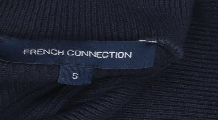French Connection Women's Black High Neck Zip Cotton Jumper Size S