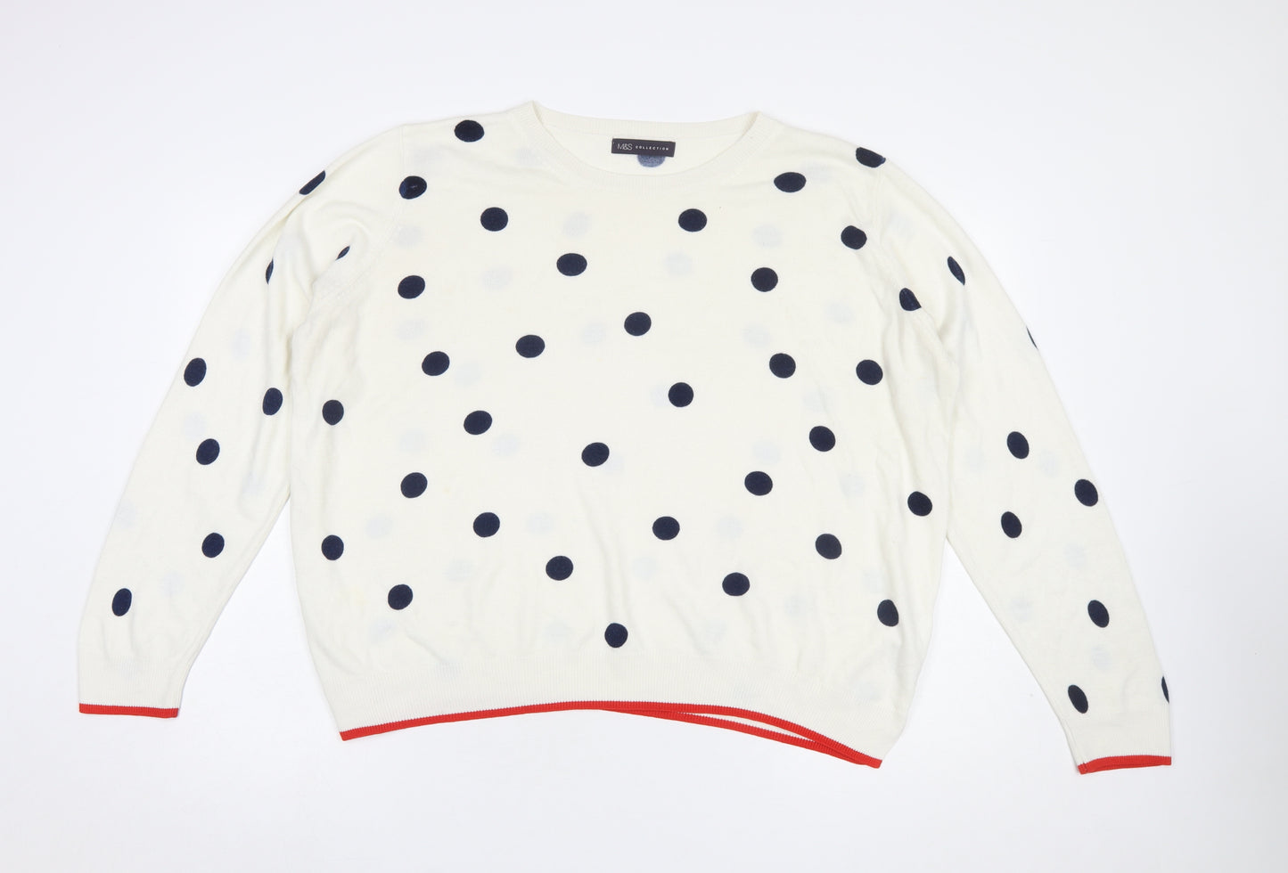 Marks and Spencer Women’s Ivory Polka Dot Knit Jumper Size 22