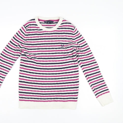 Crew Clothing Women’s Multicoloured Stripe Cotton Cashmere Jumper Size 12