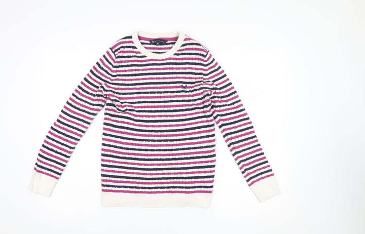 Crew Clothing Women’s Multicoloured Stripe Cotton Cashmere Jumper Size 12