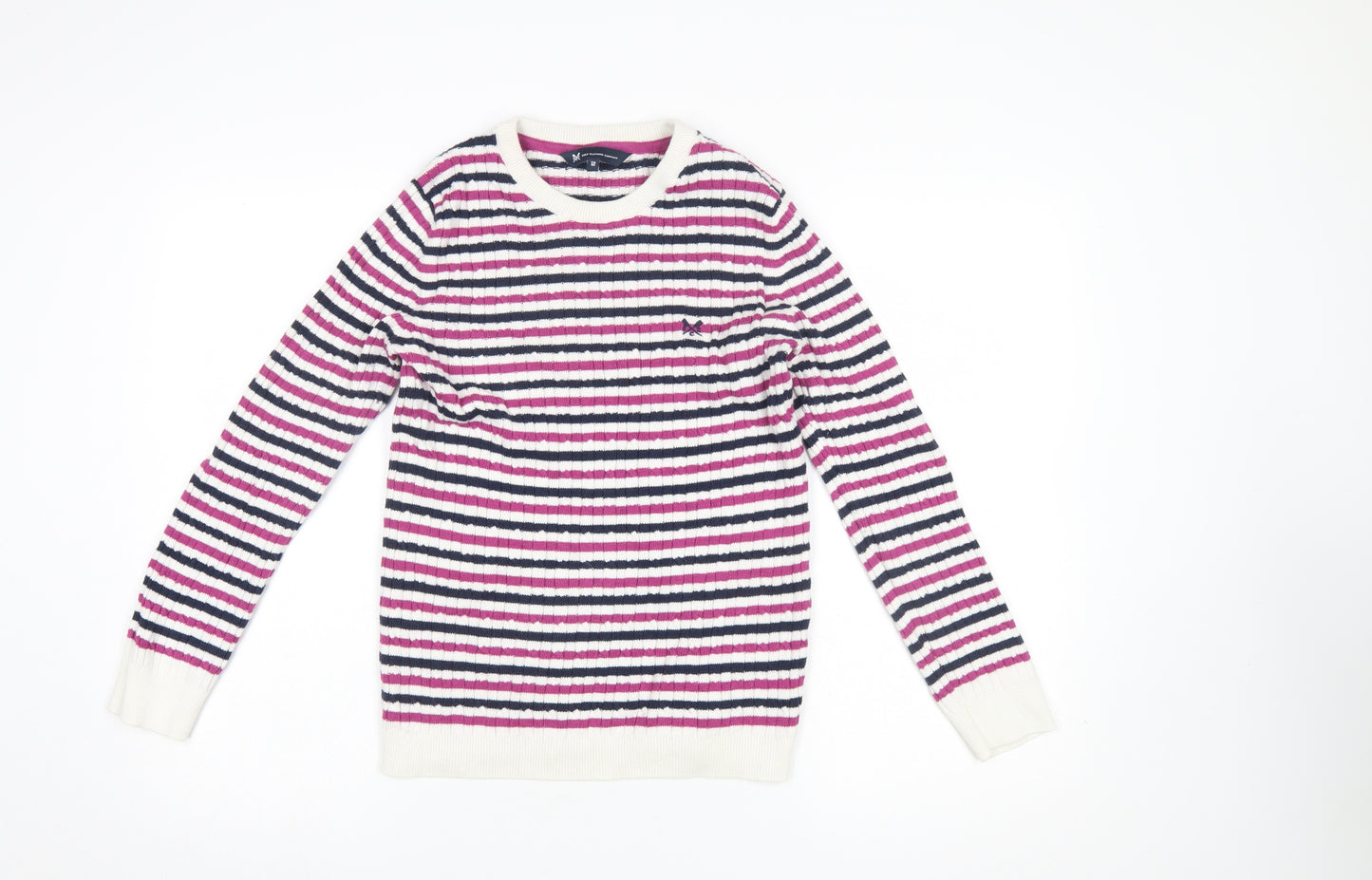 Crew Clothing Women’s Multicoloured Stripe Cotton Cashmere Jumper Size 12