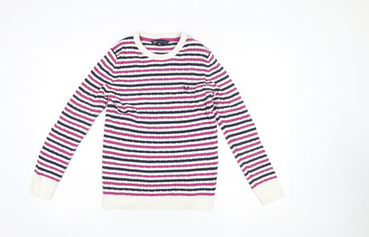 Crew Clothing Women’s Multicoloured Stripe Cotton Cashmere Jumper Size 12