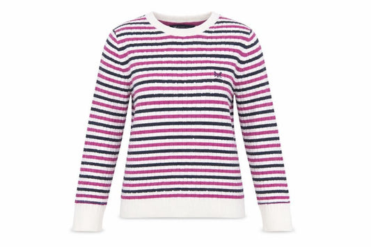 Front view of Crew Clothing Multicoloured Stripe Cotton Cashmere Jumper, size 12