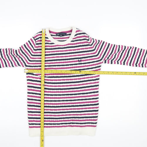Crew Clothing Women’s Multicoloured Stripe Cotton Cashmere Jumper Size 12