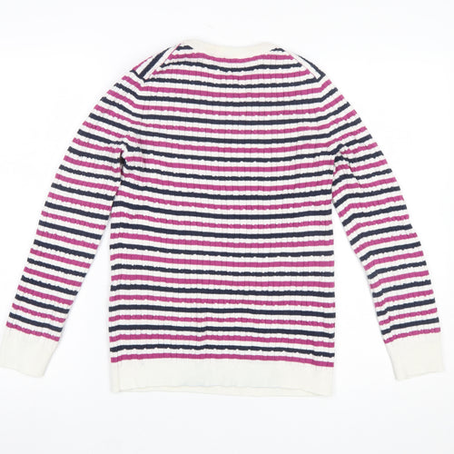 Crew Clothing Women’s Multicoloured Stripe Cotton Cashmere Jumper Size 12