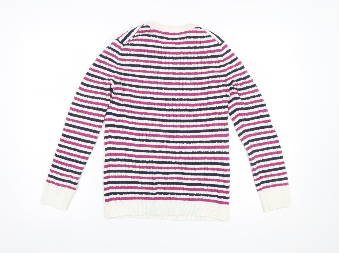 Crew Clothing Women’s Multicoloured Stripe Cotton Cashmere Jumper Size 12