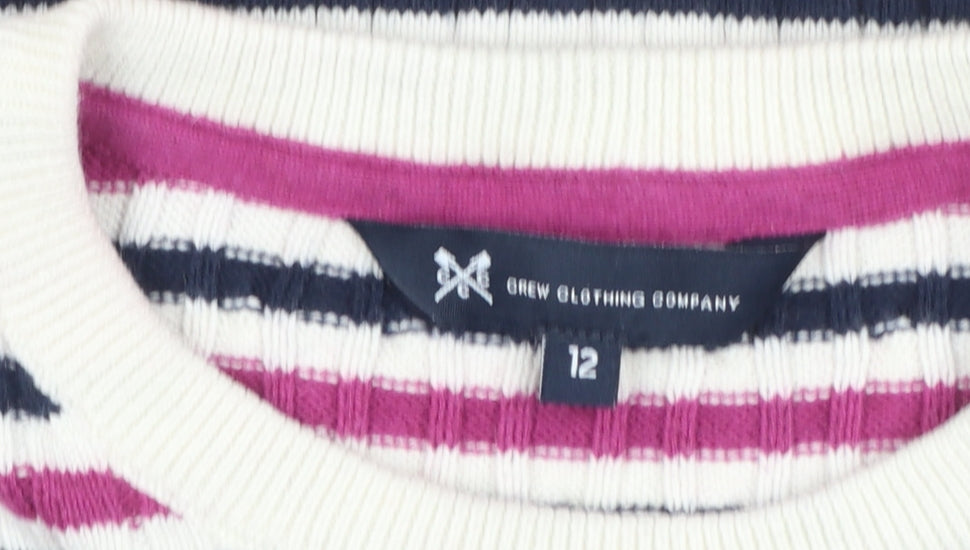 Crew Clothing Women’s Multicoloured Stripe Cotton Cashmere Jumper Size 12