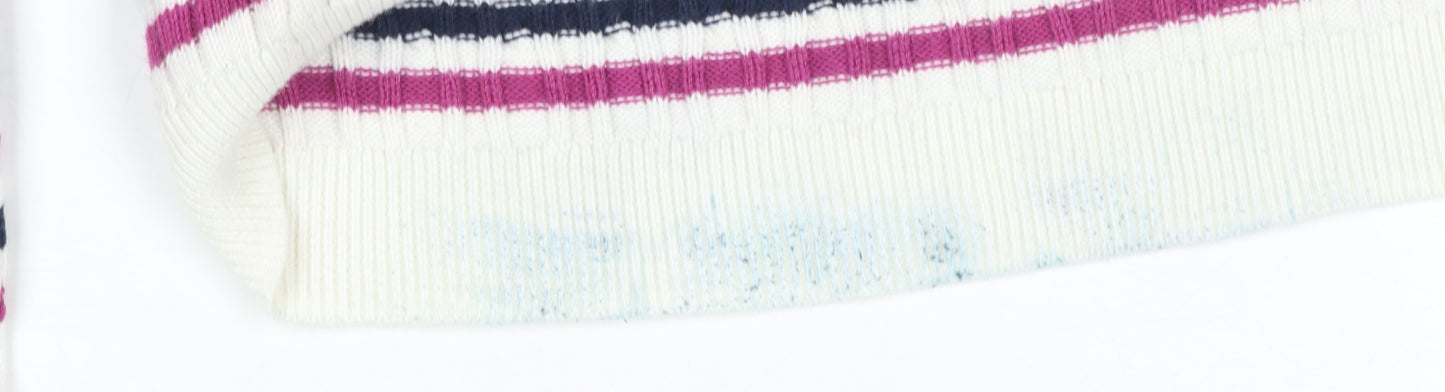 Crew Clothing Women’s Multicoloured Stripe Cotton Cashmere Jumper Size 12