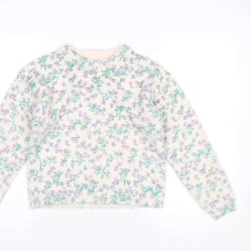 Franki by Francesca’s Girls Ivory Floral Pullover Jumper Size 12 Nylon Blend