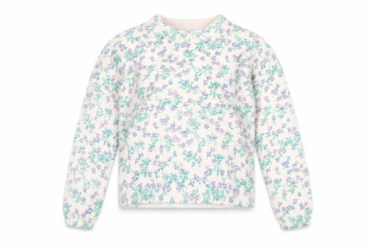 Front view of Franki by Francesca’s girls’ ivory floral jumper, size 12, nylon blend