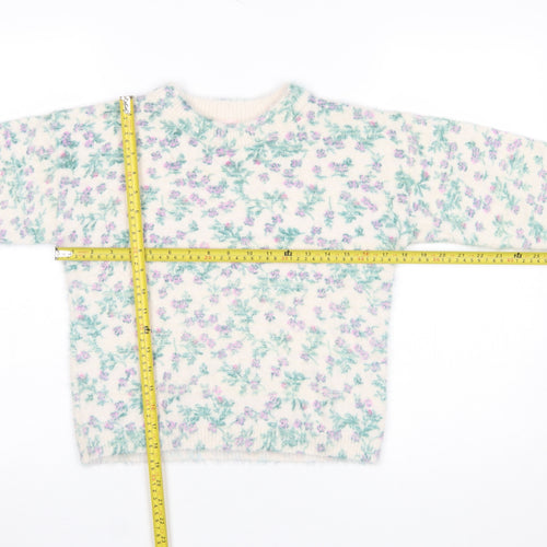 Franki by Francesca’s Girls Ivory Floral Pullover Jumper Size 12 Nylon Blend