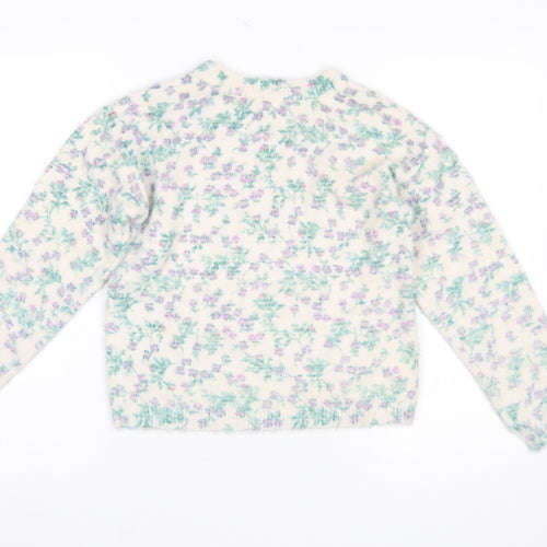 Franki by Francesca’s Girls Ivory Floral Pullover Jumper Size 12 Nylon Blend