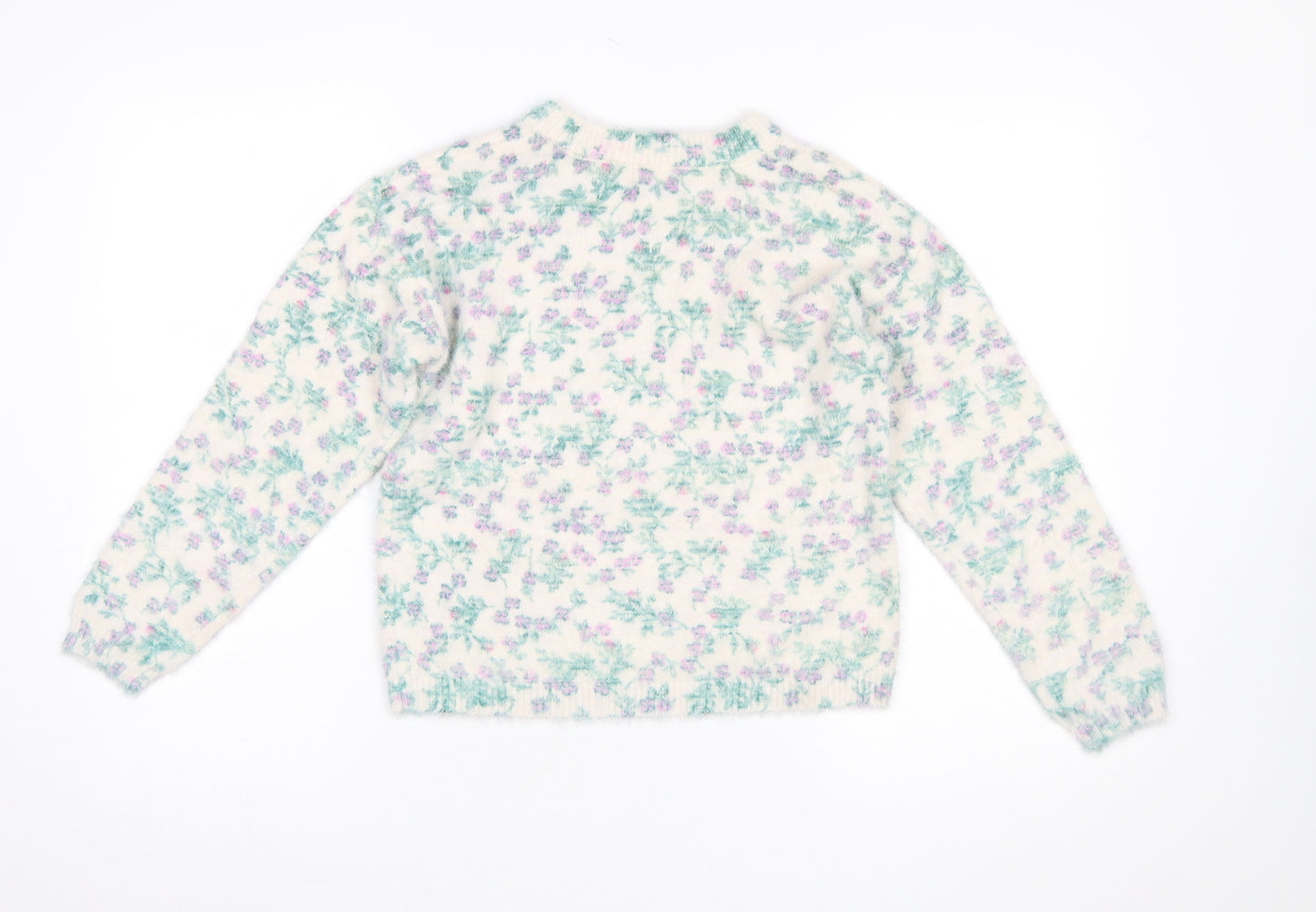 Franki by Francesca’s Girls Ivory Floral Pullover Jumper Size 12 Nylon Blend