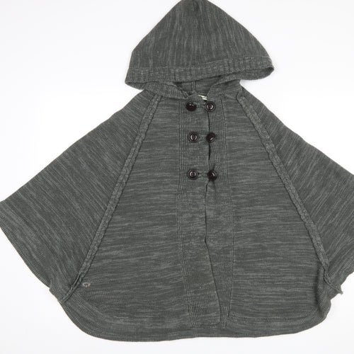 Heaven Sent Womens Grey Hooded Knit Cape Jumper Size 10
