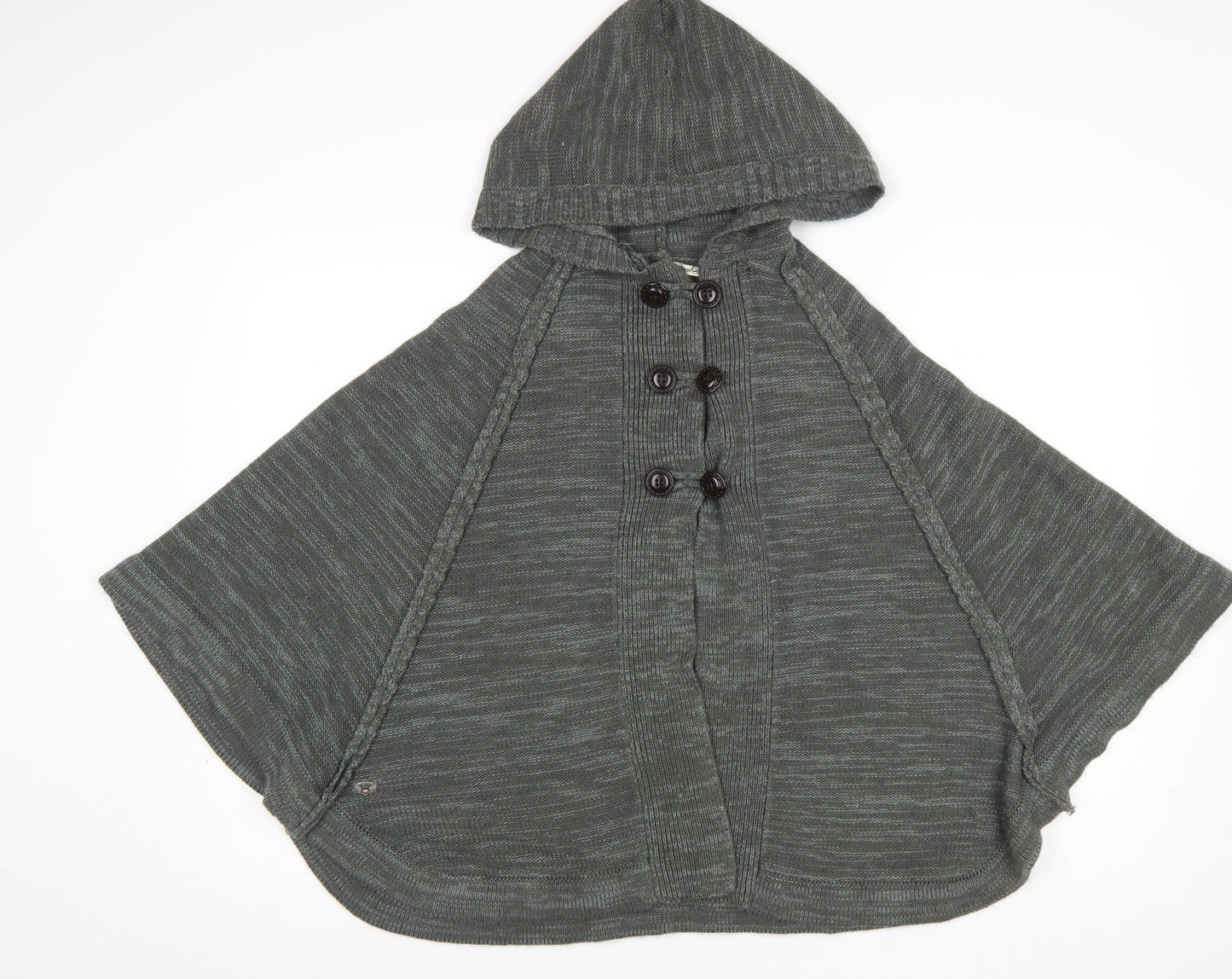 Heaven Sent Womens Grey Hooded Knit Cape Jumper Size 10