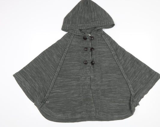 Heaven Sent Womens Grey Hooded Knit Cape Jumper Size 10