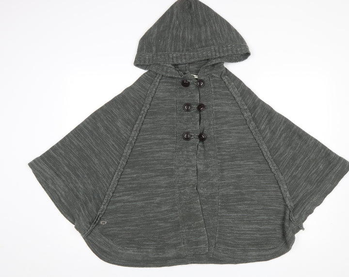 Heaven Sent Womens Grey Hooded Knit Cape Jumper Size 10