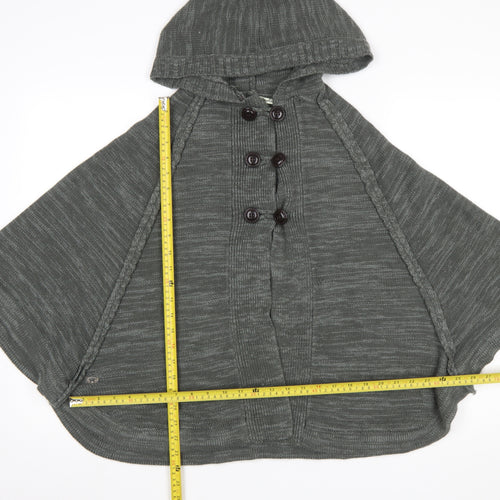 Heaven Sent Womens Grey Hooded Knit Cape Jumper Size 10