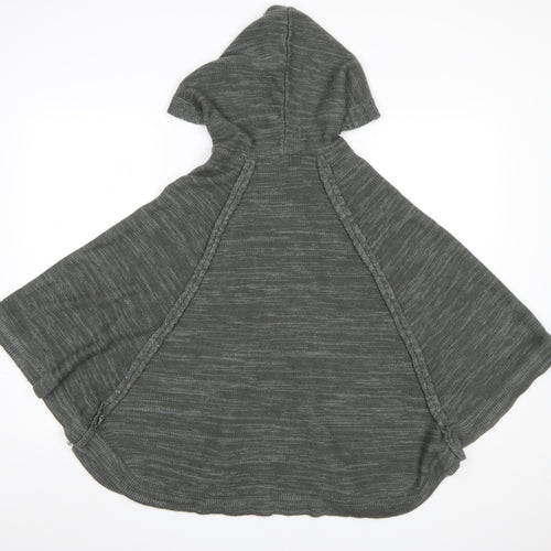 Heaven Sent Womens Grey Hooded Knit Cape Jumper Size 10