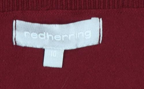 Red Herring Women Red V-Neck Button Knit Cardigan Size 10