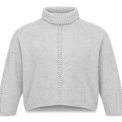 Miss Selfridge Women’s Grey Roll Neck Cable-Knit Jumper UK 8