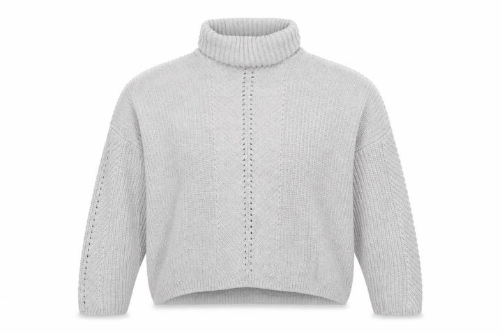 Miss Selfridge Women’s Grey Roll Neck Cable-Knit Jumper UK 8