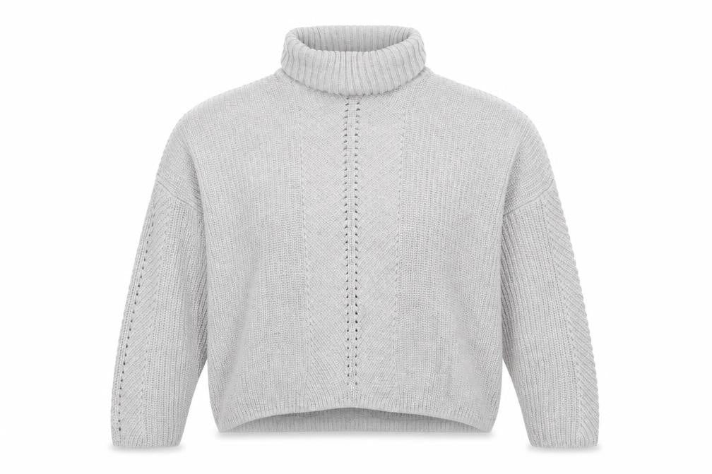 Miss Selfridge Women’s Grey Roll Neck Cable-Knit Jumper UK 8
