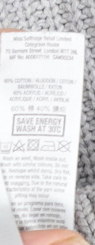 Miss Selfridge Women’s Grey Roll Neck Cable-Knit Jumper UK 8