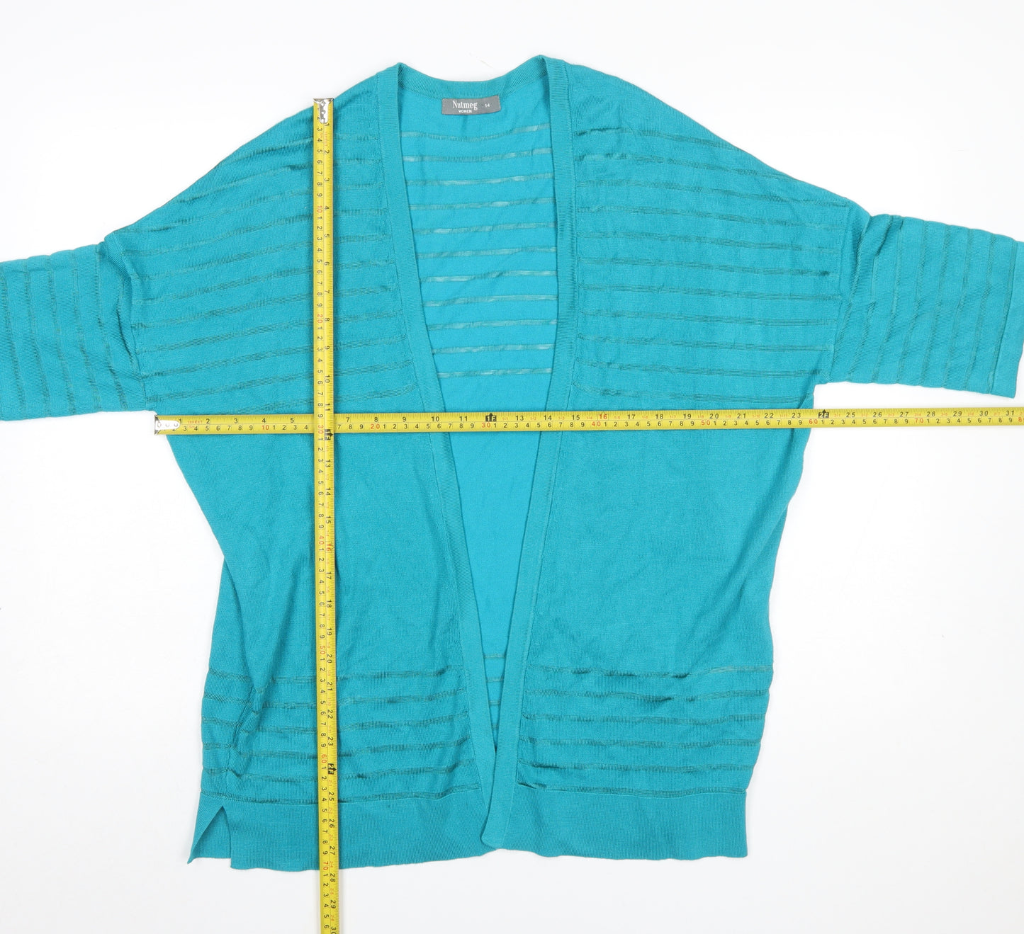 Nutmeg Women Green Size 14 Open Knit Cardigan