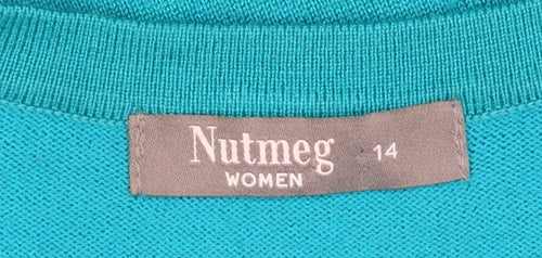 Nutmeg Women Green Size 14 Open Knit Cardigan