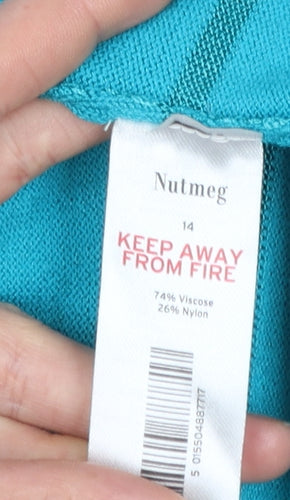 Nutmeg Women Green Size 14 Open Knit Cardigan