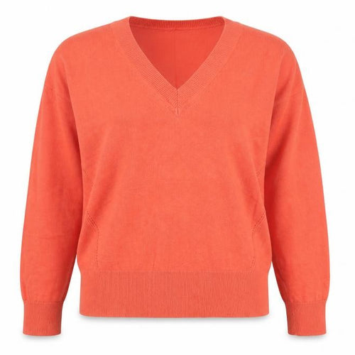 Marks and Spencer Women Orange V-Neck Cotton Jumper Size S