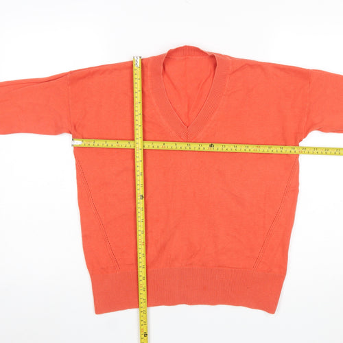 Marks and Spencer Women Orange V-Neck Cotton Jumper Size S