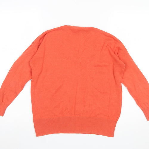 Marks and Spencer Women Orange V-Neck Cotton Jumper Size S