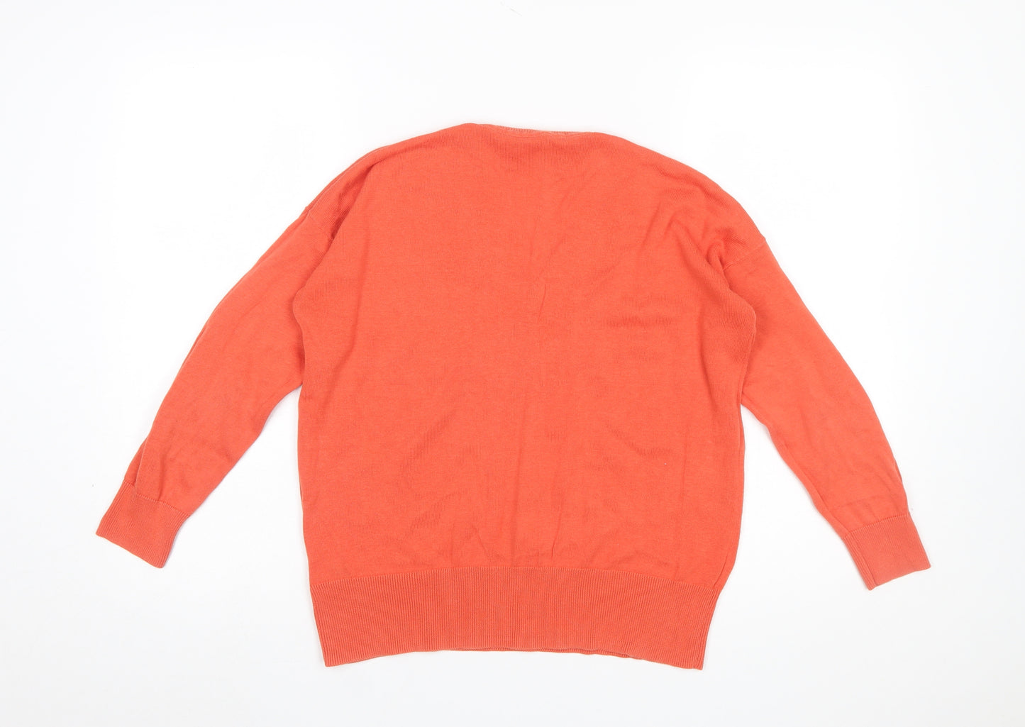 Marks and Spencer Women Orange V-Neck Cotton Jumper Size S