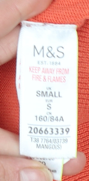 Marks and Spencer Women Orange V-Neck Cotton Jumper Size S