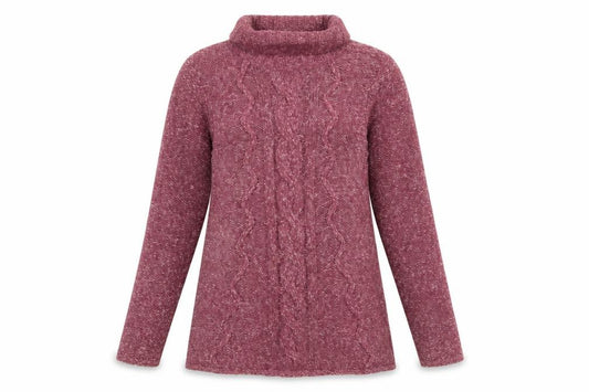 Front view of Next Women’s Purple Roll Neck Cable-Knit Jumper, size UK 12