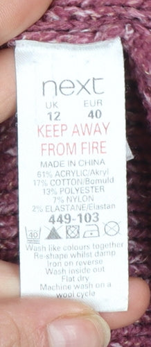 Next Women’s Purple Roll Neck Cable-Knit Jumper Size 12