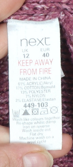 Next Women’s Purple Roll Neck Cable-Knit Jumper Size 12
