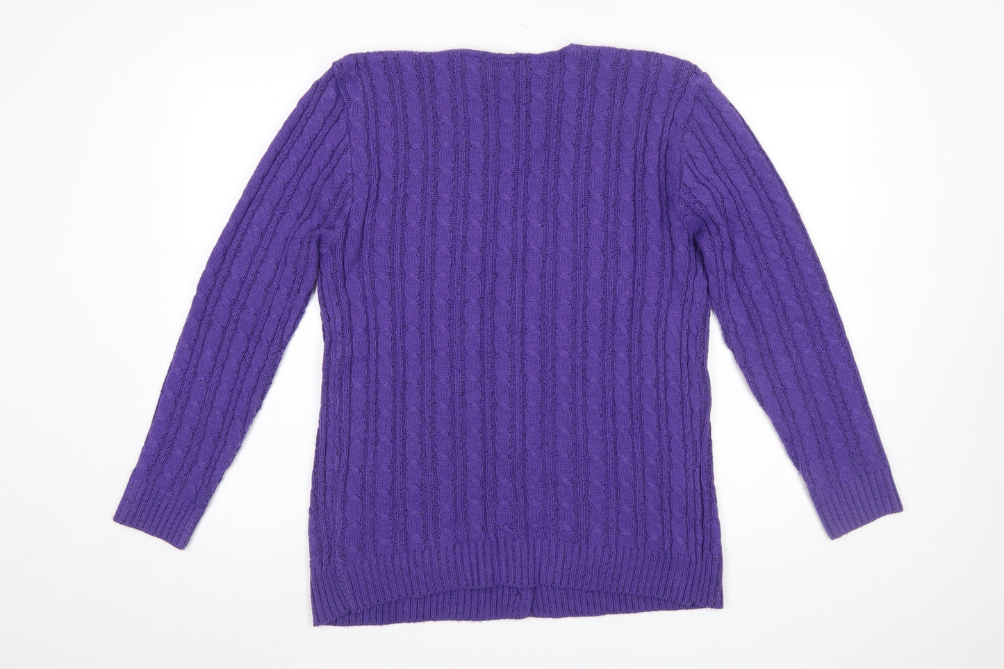 Fashion Alert Women's Purple Cable Knit V-Neck Cardigan M