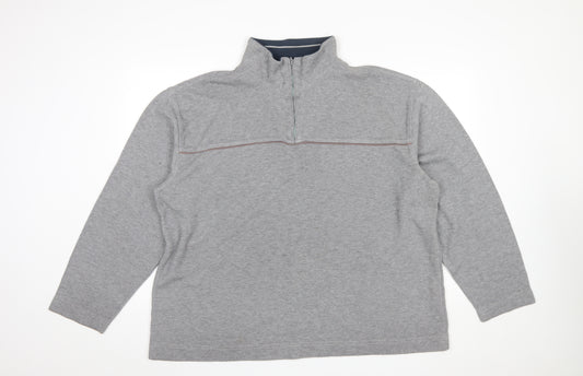 Trader Jeans Company Mens Grey 2XL 1/4 Zip Sweatshirt