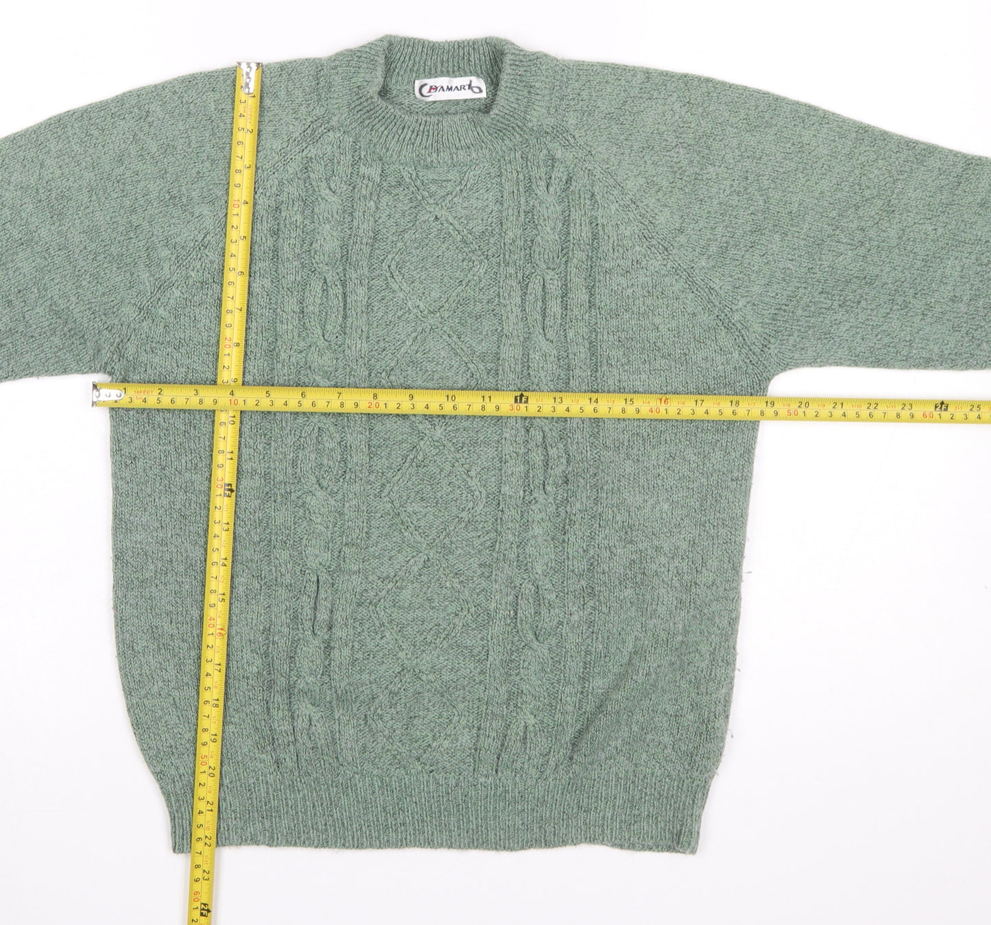 Damart Women’s Green Cable-Knit Pullover Jumper Size 12