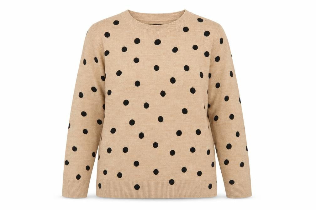 Front view of Marks & Spencer Women Beige Polka Dot Acrylic Jumper M