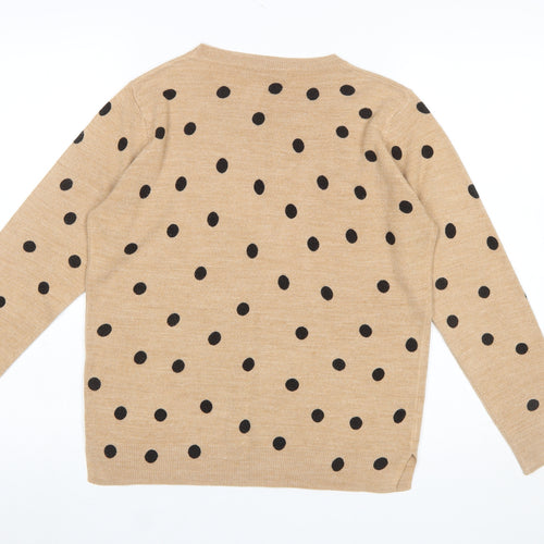 Marks and Spencer Women Beige Polka Dot Acrylic Jumper M