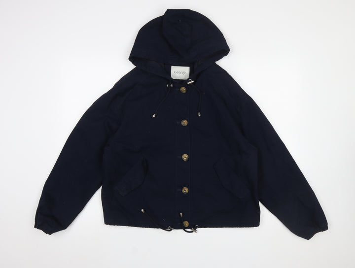 George Women's Blue Hooded Cotton Anorak Jacket XS