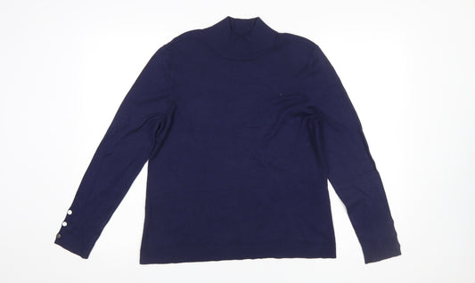 Chico's Women's Blue Mock Neck Long Sleeve Pullover Jumper Size 12